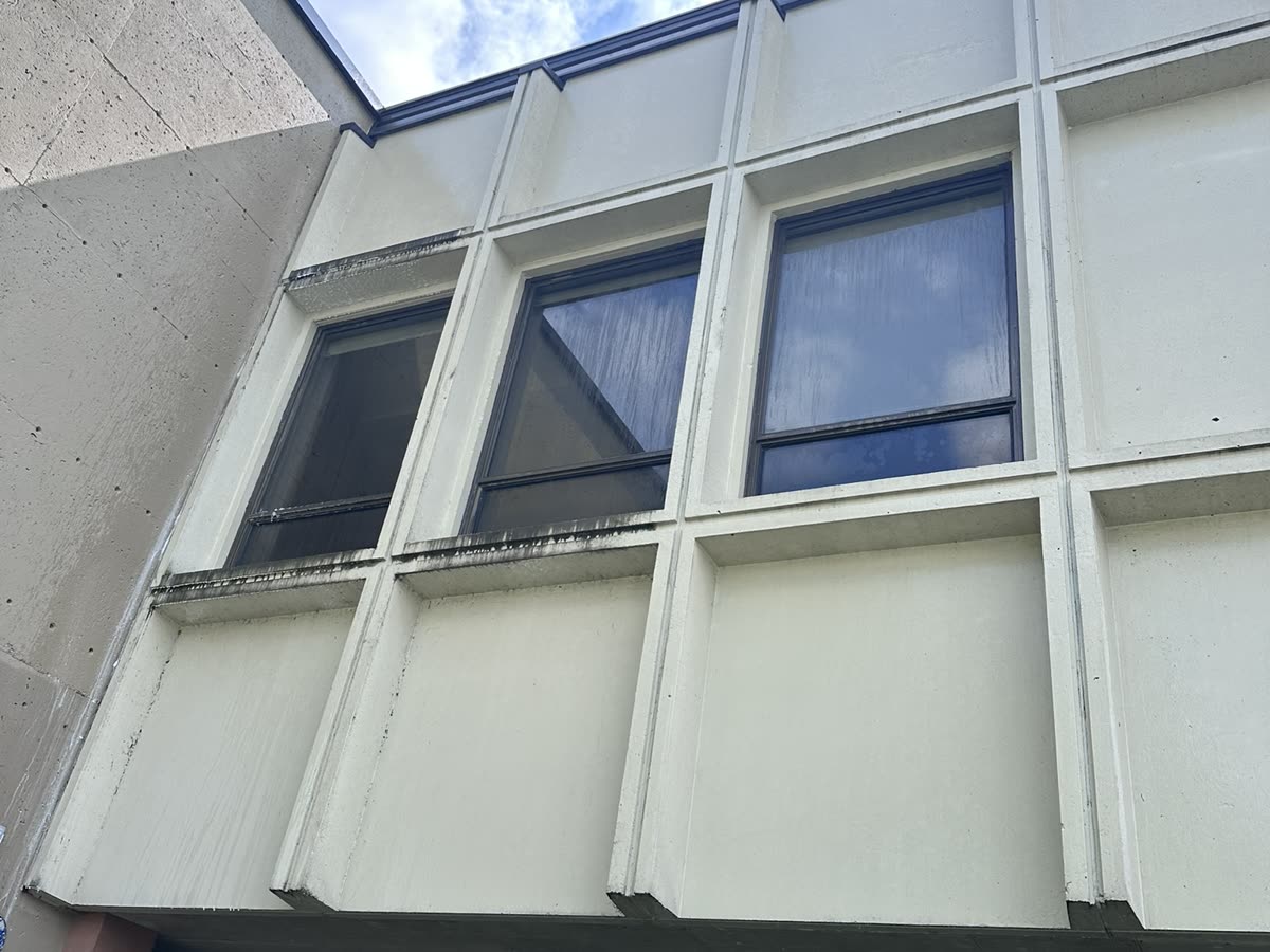 Nettoyage de revêtement, façade d'école